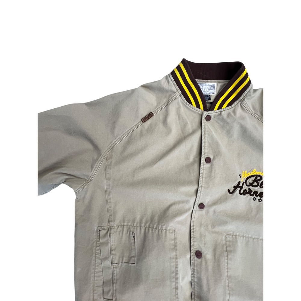 Akademiks Bomber Jacket Men's XXXL Black Hornets Beige Retro Street wear Vintage - Picture 4 of 14